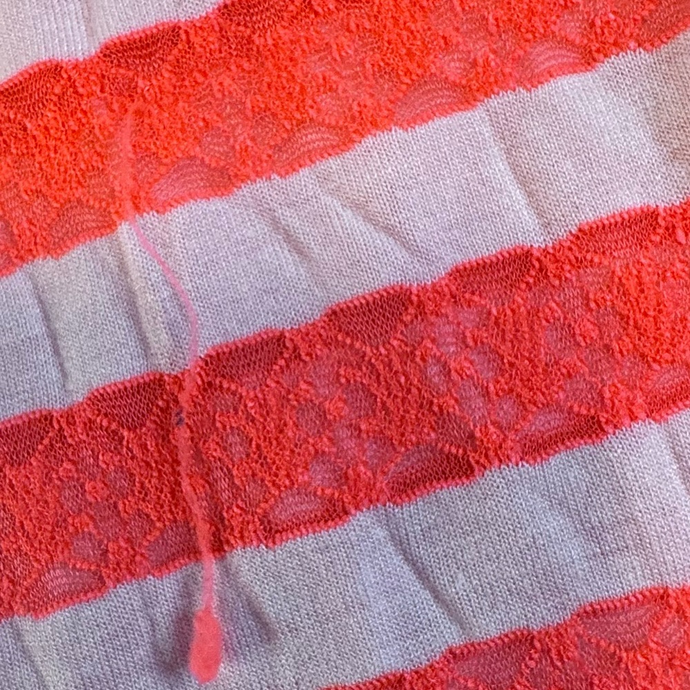 Balance Cover-Up Collection Neon Coral Stripe Hooded Swim Cover Up Tunic Medium - Picture 6 of 12